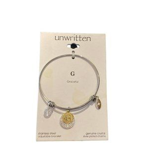 UNWRITTEN Pave and Initial Disc Bangle Bracelet